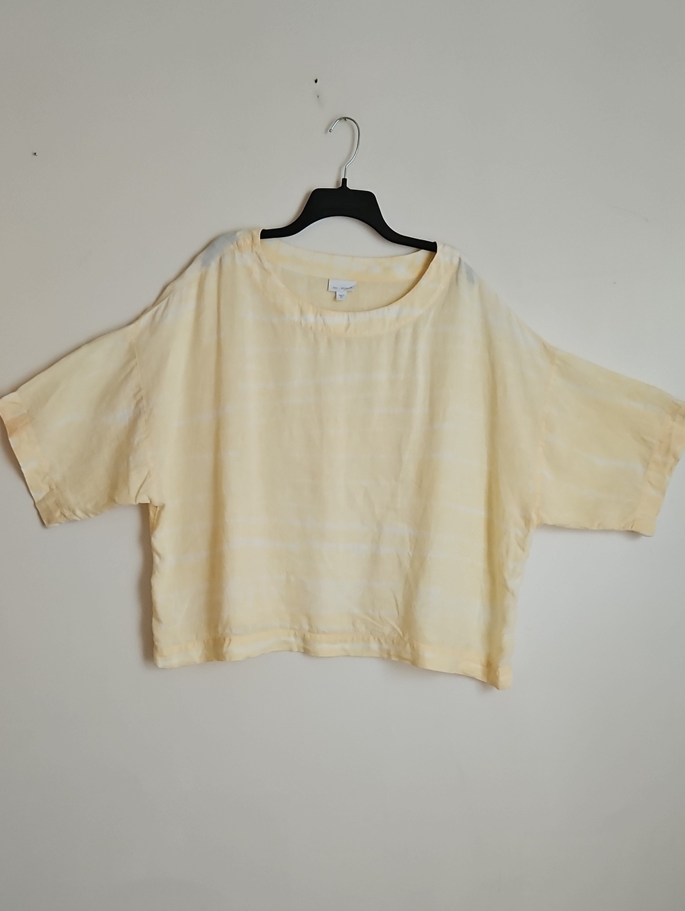 Pure Jill Linen Boxy Drop Shoulder Top Yellow/white Stripe XL Coastal Vacation
